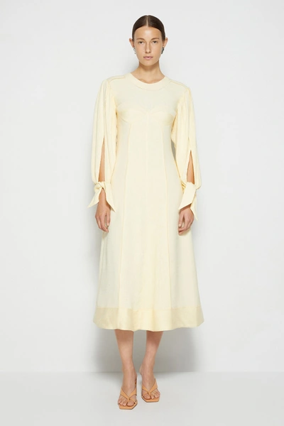 Shop Pre-spring 2022 Ready-to-wear Cailee Textured Midi Dress In Buttercream