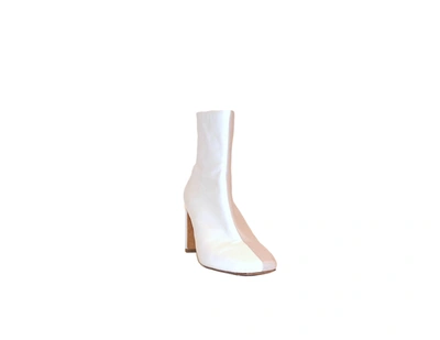 Shop Jonathan Simkhai Footwear Kelsey Square Toe Heeled Boot In Egret,tan