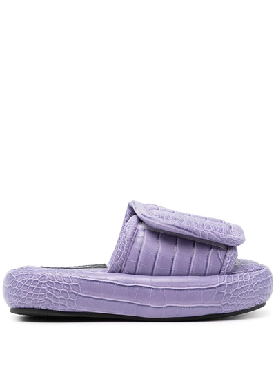 Shop Natasha Zinko Faux-leather Slides In Purple