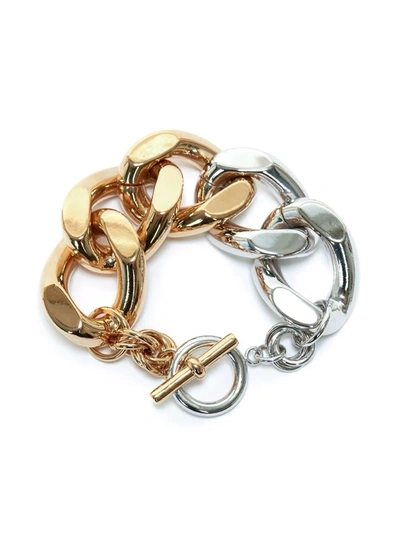Shop Jw Anderson Oversized Two-tone Chain Bracelet In 金色