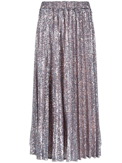 Shop Patrizia Pepe Sequined Pleated Full Skirt In Pink