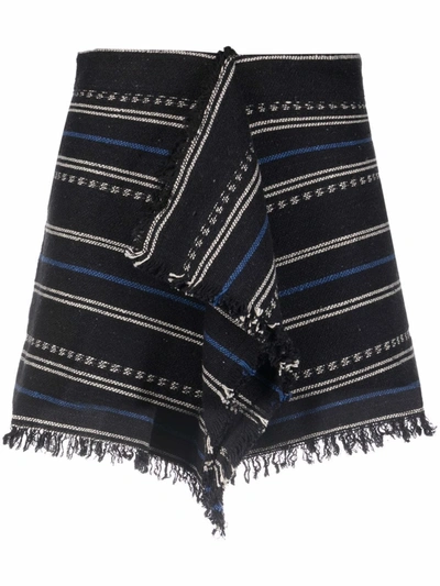 Shop Isabel Marant Étoile Jiloa Draped-front Striped Skirt In Black