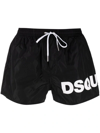 Shop Dsquared2 Logo-print Swim Shorts In 黑色