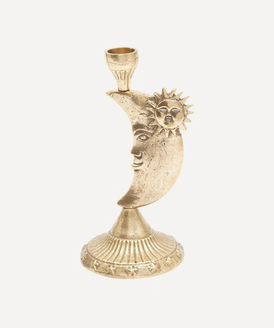 Shop Doing Goods Morgan Moon Candle Holder In Brass