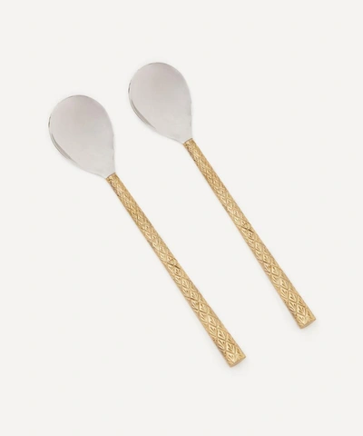 Doing Goods Chameli Salad Serving Spoons Set Of Two In Brass