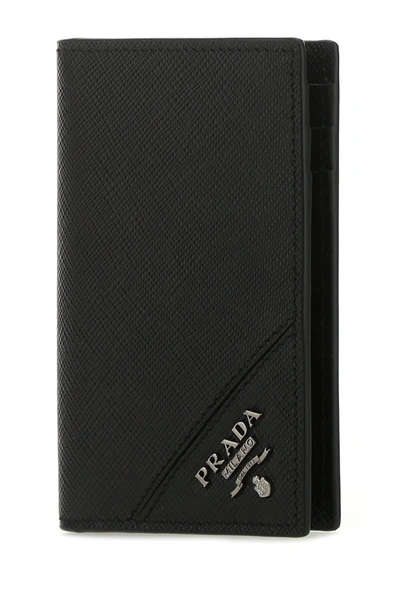 Prada Black Leather Card Holder Nd Uomo Tu | ModeSens