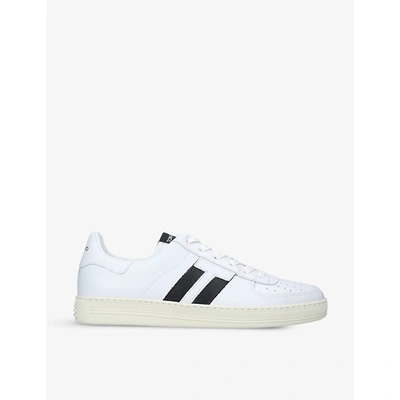 Shop Tom Ford Radcliffe Brand-print Leather Low-top Trainers In White