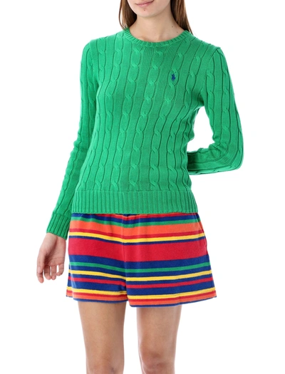 Shop Polo Ralph Lauren Cable Knit Crewneck Jumper In Green