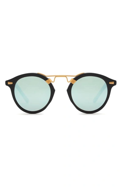 Shop Krewe 46mm St. Louis Round Polarized Sunglasses In Black/ Aqua