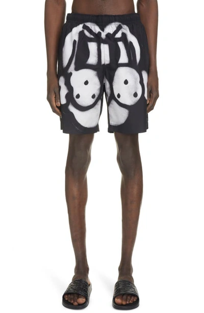 Shop Givenchy X Chito 4g Dog Graphic Swim Trunks In 004-black/ White