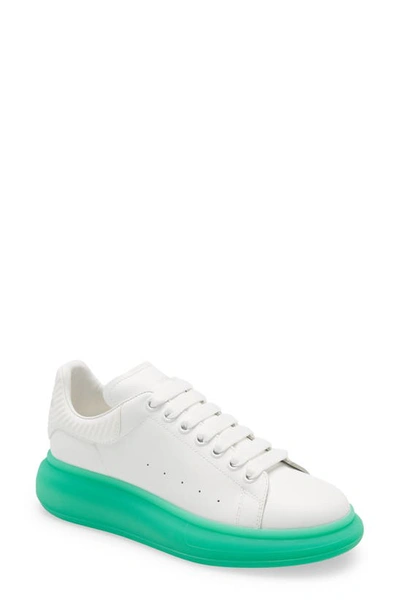 Shop Alexander Mcqueen Oversized Clear Sole Sneaker In White/ White/ Green