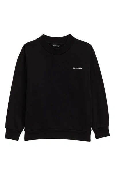 Shop Balenciaga Kids' Logo Graphic Cotton Sweatshirt In Black/white