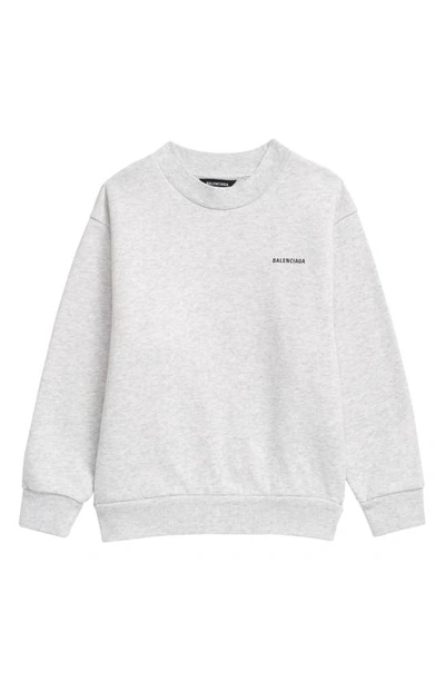 Shop Balenciaga Kids' Logo Graphic Cotton Sweatshirt In Pale Heather