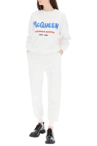 Shop Alexander Mcqueen Graffiti Logo Sweatshirt In White