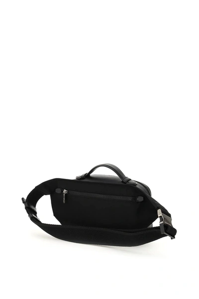 Shop Dolce & Gabbana Leather And Nylon Belt Bag In Black