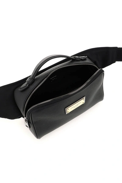 Shop Dolce & Gabbana Leather And Nylon Belt Bag In Black