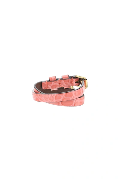 Shop Alexander Mcqueen Double Wrap Skull Bracelet In Pink