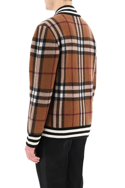 Shop Burberry Maloney Sweater In Tartan Cashmere In Brown,black,white