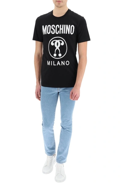 Shop Moschino Double Question Mark T-shirt In Black,white
