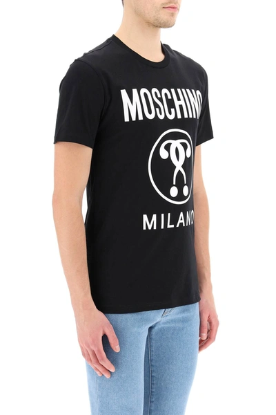Shop Moschino Double Question Mark T-shirt In Black,white