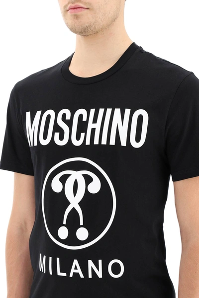 Shop Moschino Double Question Mark T-shirt In Black,white