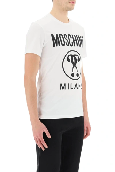 Shop Moschino Double Question Mark T-shirt In White,black