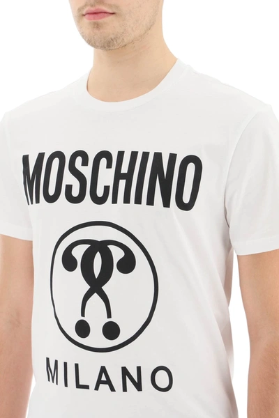 Shop Moschino Double Question Mark T-shirt In White,black
