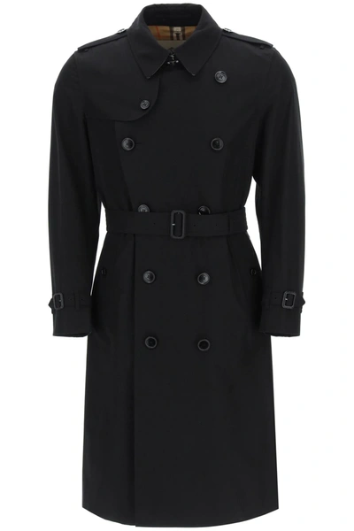 Shop Burberry Kensington Long Trench Coat In Black