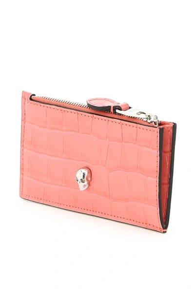 Shop Alexander Mcqueen Skull Card Holder Pouch In Pink