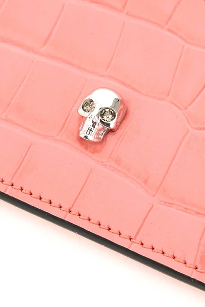 Shop Alexander Mcqueen Skull Card Holder Pouch In Pink