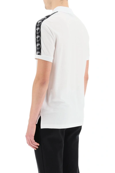 Shop Moschino Double Question Mark Piquet Polo Shirt In White,black