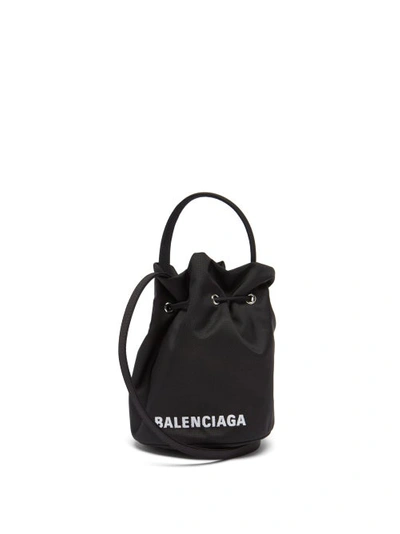 Balenciaga Wheel Xs Canvas Bucket Bag In Black
