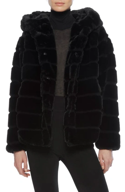 Shop Apparis Goldie 4 Faux Fur Hooded Jacket In Noir
