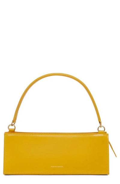 Shop Mansur Gavriel Pencil Case Leather Shoulder Bag In Golden Yellow