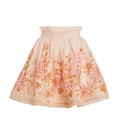 Shop Zimmermann Silk-linen Postcard Mini Skirt In Pink