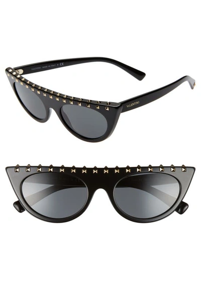Shop Valentino 52mm Rockstud Flat Top Sunglasses In Black Solid