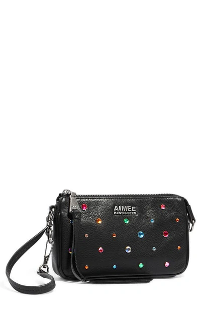 Shop Aimee Kestenberg Fiery Pouchette Leather Shoulder Bag In Black Jewels
