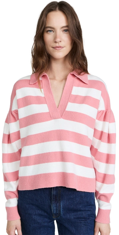 Shop Tanya Taylor Maisie Sweater In Salmon Rose/seasalt Stripe