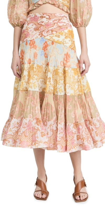 Shop Zimmermann Pleated Long Skirt In Spliced