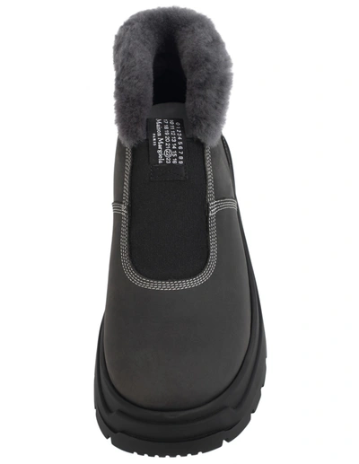 Shop Maison Margiela Shearling Lined Boots In Grey