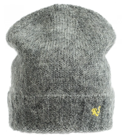 Shop Raf Simons Rs Knitted Beanie In Grey