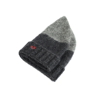 Shop Raf Simons Two-tones Rs Knitted Beanie In Multicolor