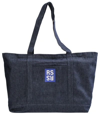 Shop Raf Simons Navy Blue Denim Tote Bag