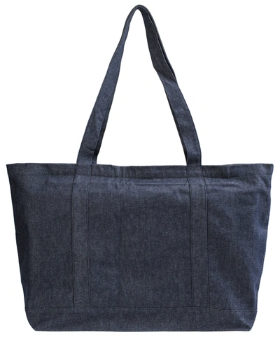 Shop Raf Simons Navy Blue Denim Tote Bag