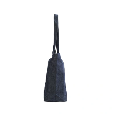 Shop Raf Simons Navy Blue Denim Tote Bag