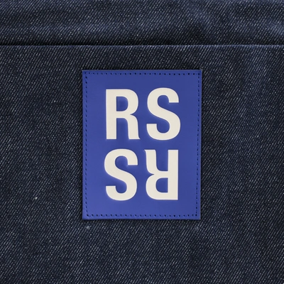 Shop Raf Simons Navy Blue Denim Tote Bag