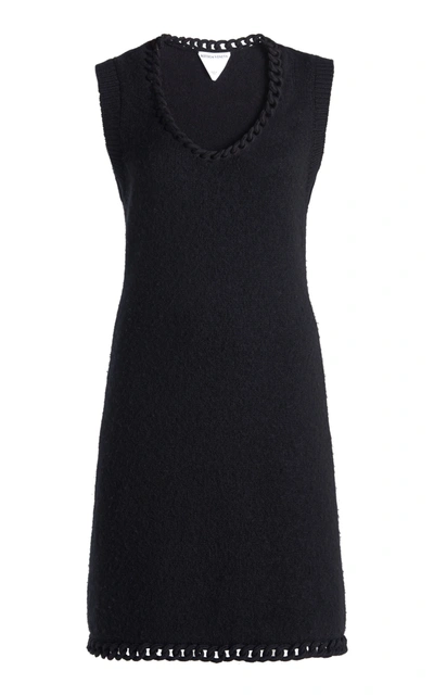 Shop Bottega Veneta Chain-detailed Wool Knit Mini Dress In Black