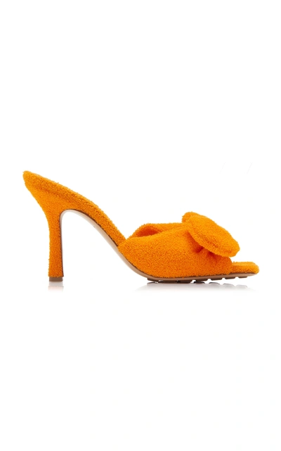 Bottega Veneta Easy Towel Bow Mule Sandals In Green,orange