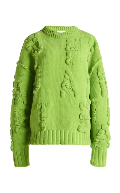 Bottega Veneta Alphabet Jacquard Chenille Sweater In Green