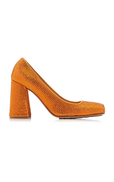 Bottega Veneta Women's Leather And Rhinestones Tower Pumps In Orange
